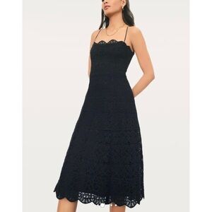 Donna Karen couture 100% cotton black lace crochet slip dress